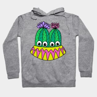 Cute Cactus Design #299: Pretty Potted Cactus With Flowers Hoodie